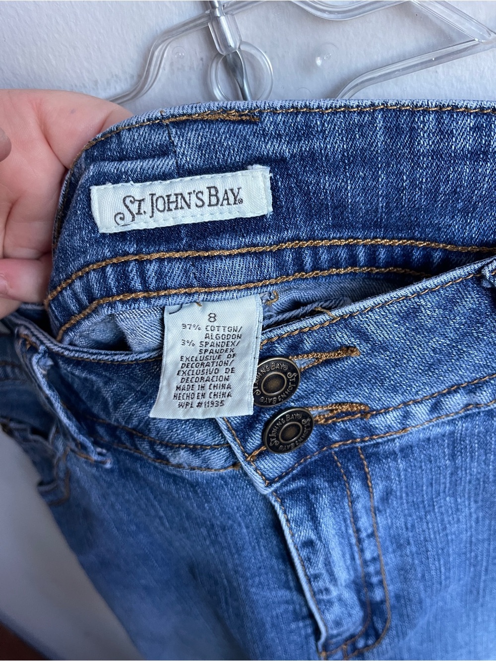 Vintage 90s St. John’s Bay Classic Blue Denim Midi Skirt with Front Slit - Picture 2 of 6